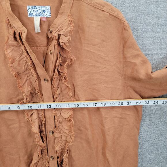 PILCRO RUFFLED PLACKET SHIRT, SIZE XL - Picture 7 of 7